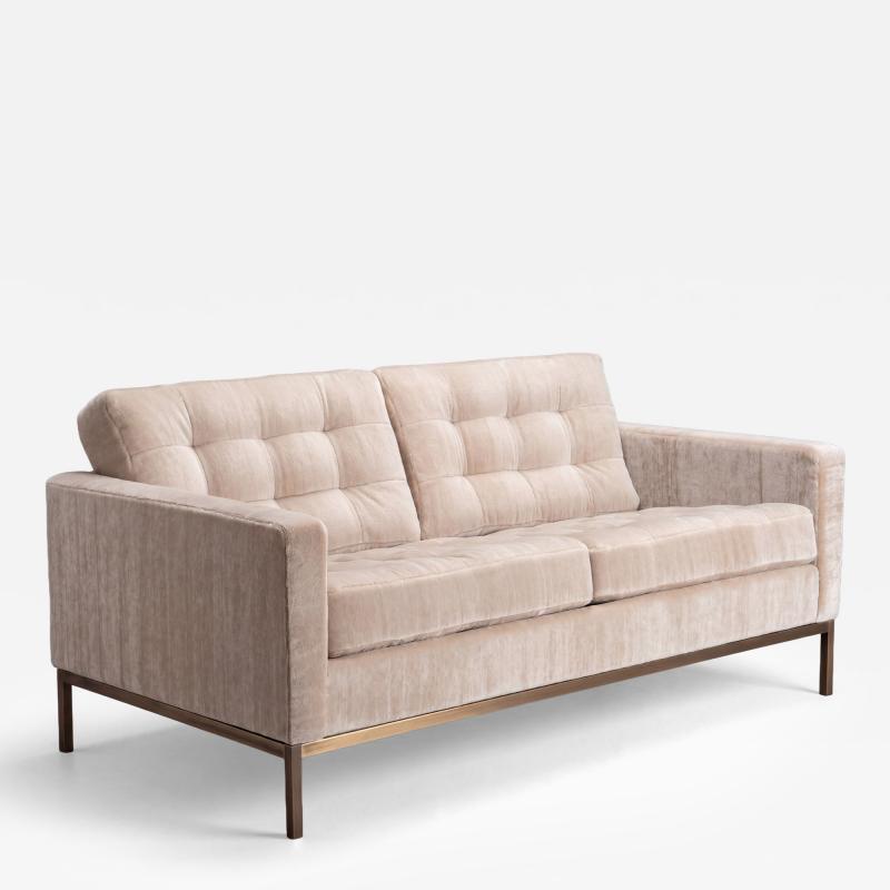 Florence Knoll Florence Knoll Settee Loveseat in Limani Mohair Brushed Bronze