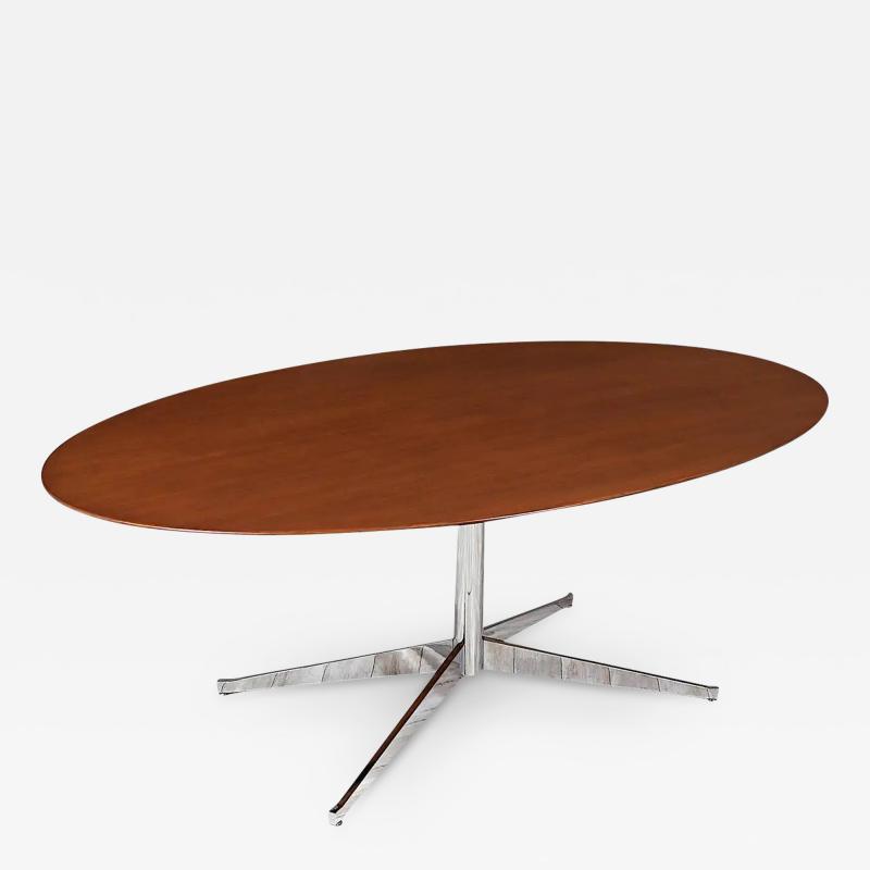 Florence Knoll Florence Knoll Walnut Chrome Oval Dining Table or Desk for Knoll Inc 