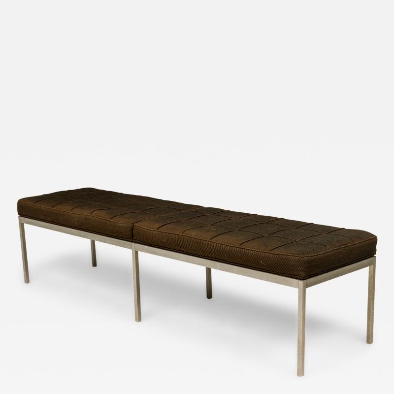 Florence Knoll Florence Knoll for Knoll Brown Fabric Upholstery and Chrome Museum Bench