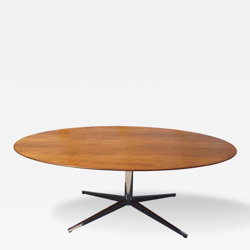 Florence Knoll Large Walnut Chrome Oval Table by Florence Knoll for Knoll