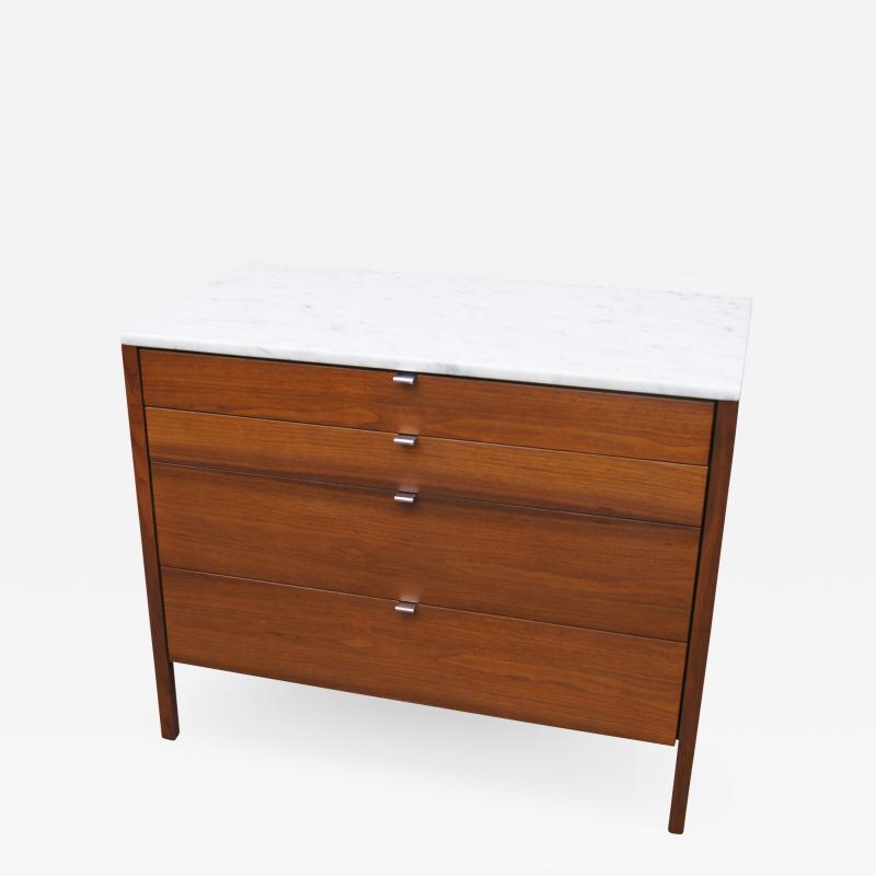 Florence Knoll Marble Topped Four Drawer Walnut Chest by Florence Knoll