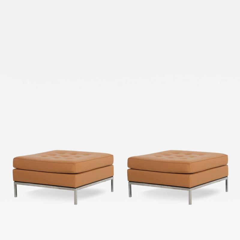 Florence Knoll Pair of Florence Knoll Leather Ottomans 1965