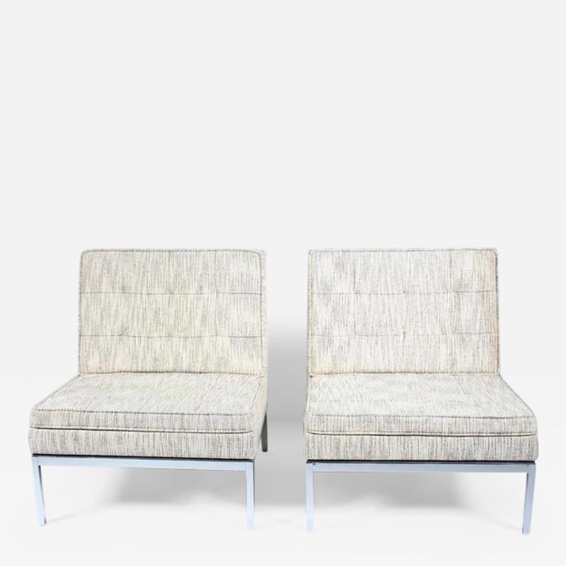 Florence Knoll Pair of Florence Knoll Model 65 Chrome Slipper Lounge Chairs 1973