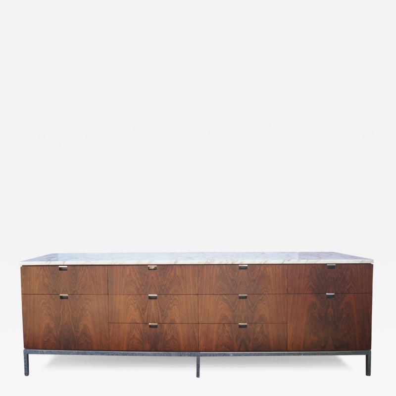 Florence Knoll Rosewood Credenza with Marble Top by Florence Knoll