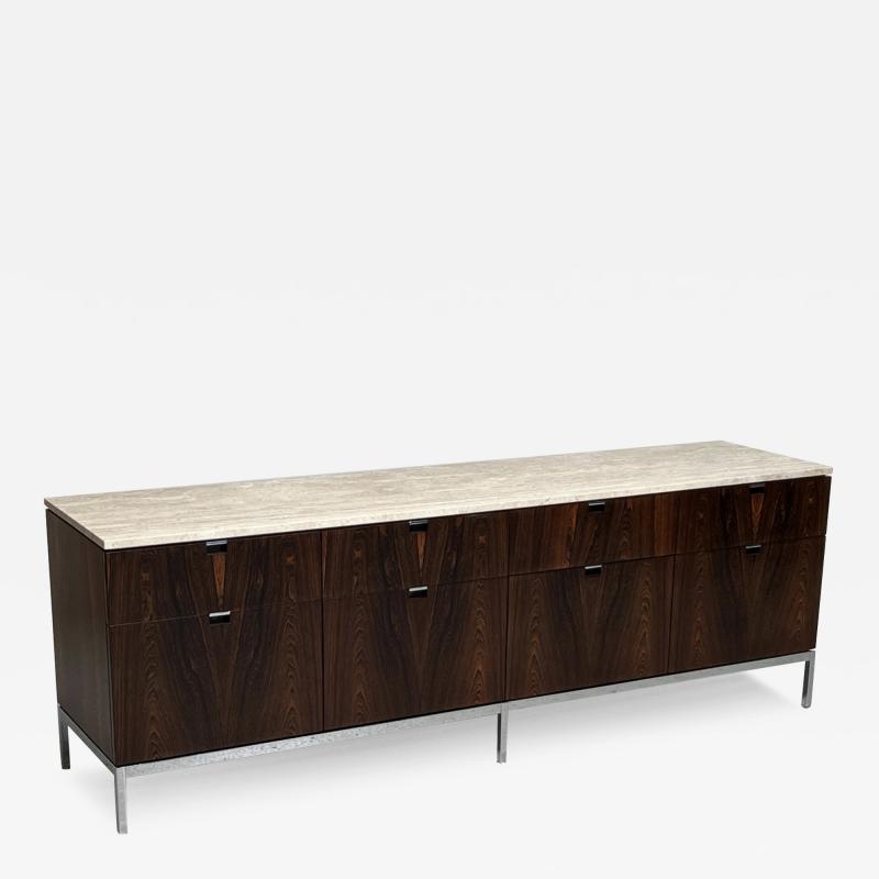 Florence Knoll Rosewood and Travertine Credenza