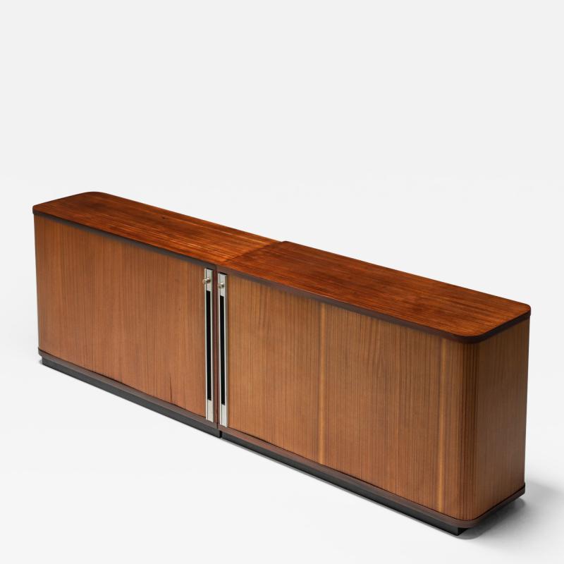 Florence Knoll Teak Office Cabinets with Tambour Doors for Knoll 1980s