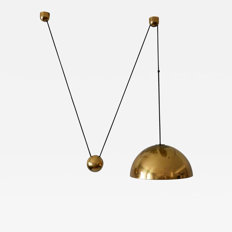 Florian Schulz Elegant Mid Century Counterweight Brass Pendant Lamp by Florian Schulz 1960s