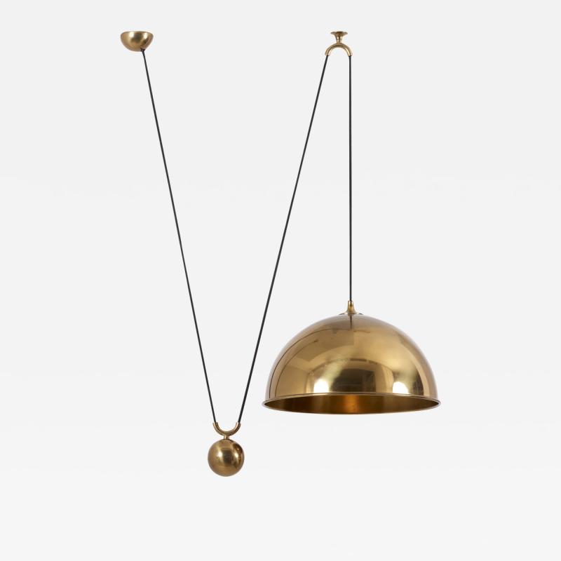 Florian Schulz Pendant Lamp Posa with Side Pull in Brass by Florian Schulz Germany 1970s