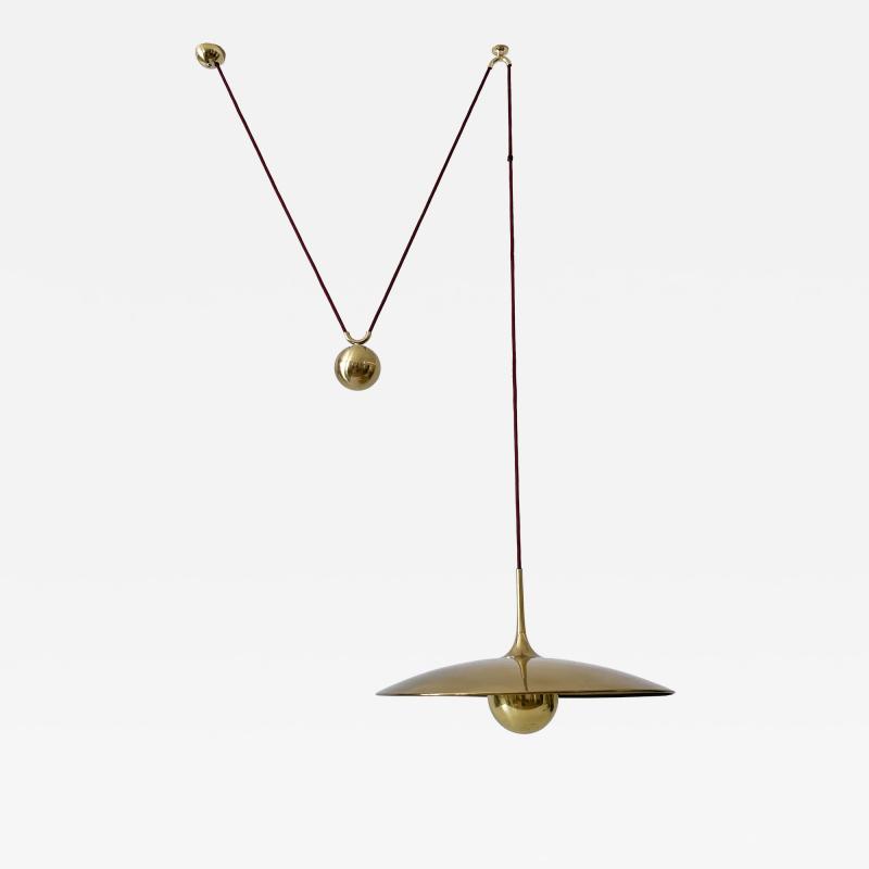Florian Schulz Rare Early Brass Counterweight Pendant Lamp Onos 55 by Florian Schulz 1960s