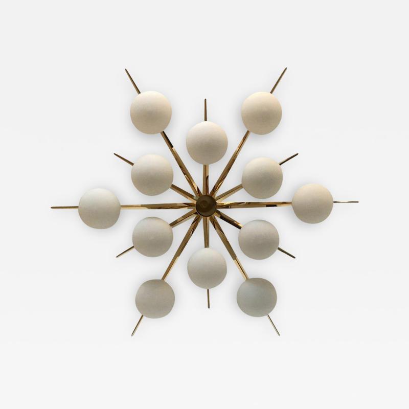Flushmount Brass and Glass Starburst Italy