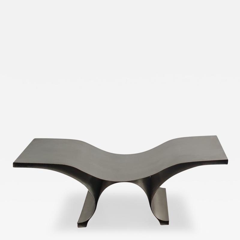 Folded steel bench in the manner of Maria Pergay