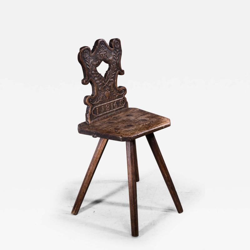 Folk art oak Brettstuhl chair Austria 1816