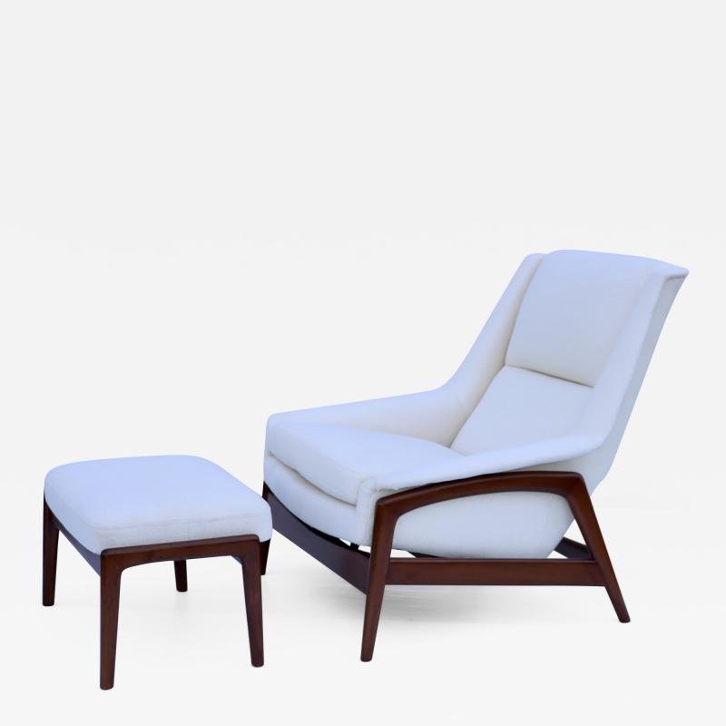 Folke Ohlsson Folke Ohlsson For Dux Reclining Lounge Chair Ottoman