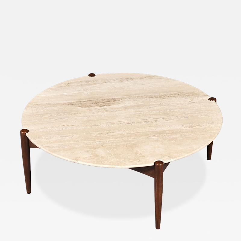 Folke Ohlsson Folke Ohlsson Model 1304 T Roman Travertine Top Coffee Table for Dux