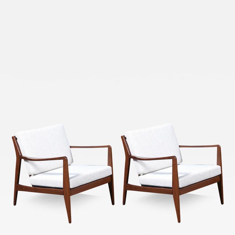 Folke Ohlsson Folke Ohlsson Sculpted Walnut Lounge Chairs for Dux