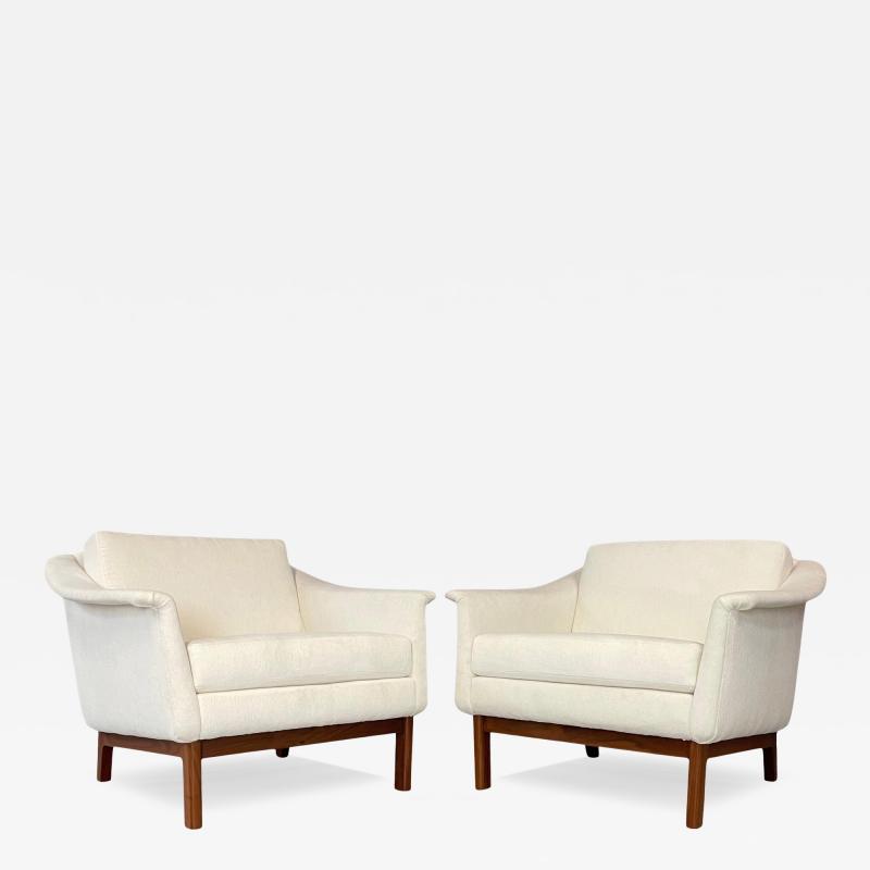 Folke Ohlsson Pair of Folke Ohlsson Pasedena Chair Teak Frame Textured Velvet Midcentury
