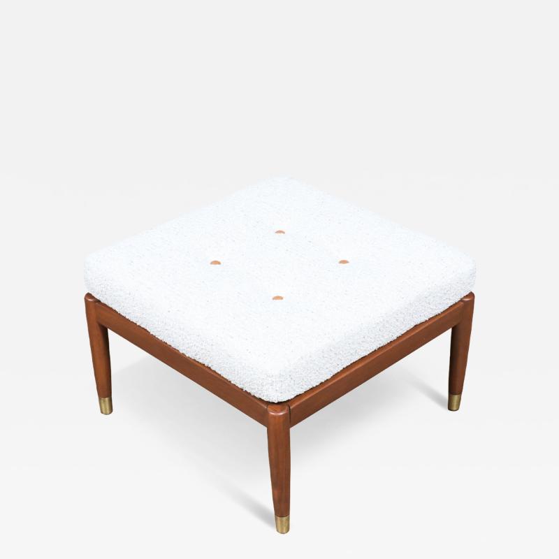 Folke Ohlsson Swedish Modern Boucle Leather Stool by Folke Ohlsson for Dux