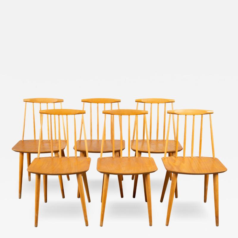 Folke Palsson Mid Century Folke Palsson Model J77 Farmhouse Six Dining Chairs Circa 1977