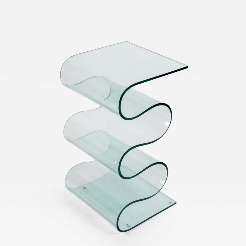 Fontana Arte 1980s Zig Zag glass table in the style of Fontana Art 