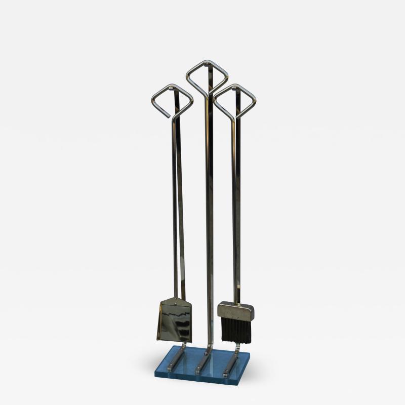 Fontana Arte Fontana Arte Style Brass And Glass Modern Fireplace Tools