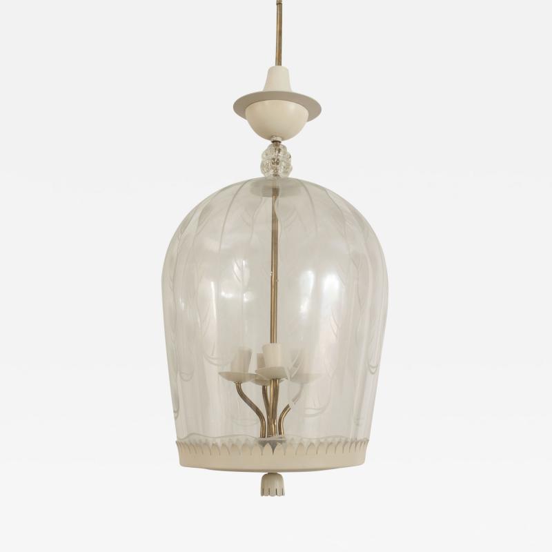Fontana Arte Italian 1940s Clear Glass Dome Form Lantern