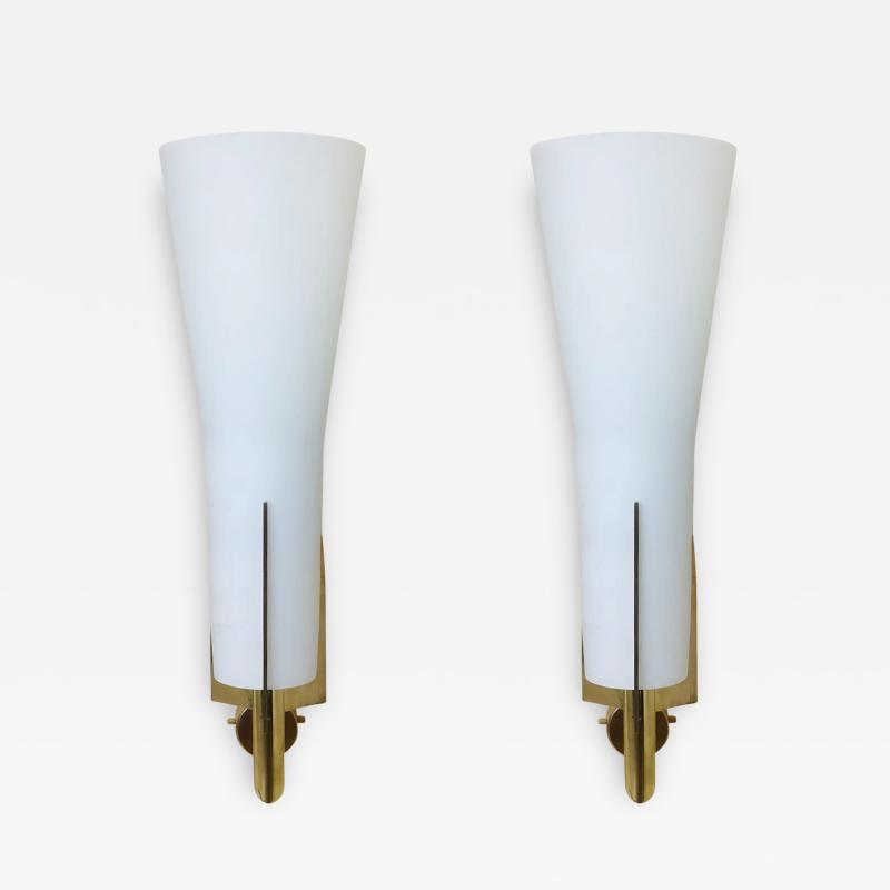 Fontana Arte Pair Italian Mid Century Modern Neoclassical Sconces Max Ingrand Fontana Arte