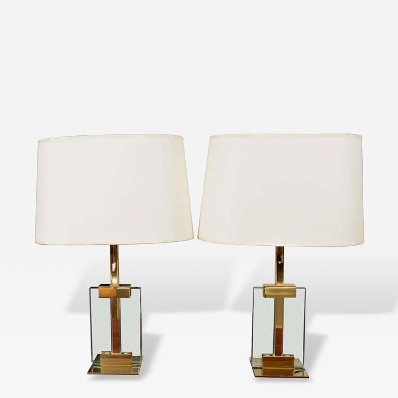 Fontana Arte Pair of Fontana Arte Glass Table Lamps