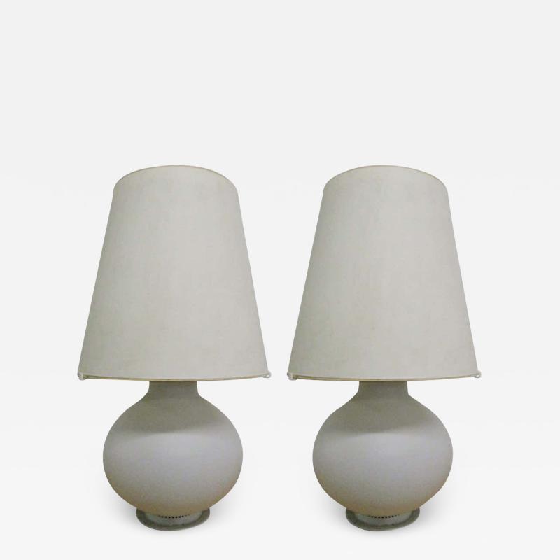 Fontana Arte Pair of Glass Lamps by Max Ingrand for Fontana Arte