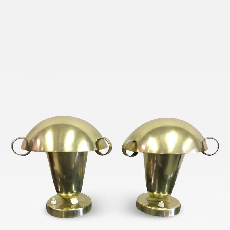Fontana Arte Pair of Italian Mid Century Modern Neoclassical Brass Table Lamps Fontana Arte