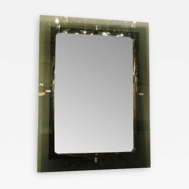 Fontana Arte Rectangular Wall Mirror in Grey Glass by Fontana Arte circa 1970