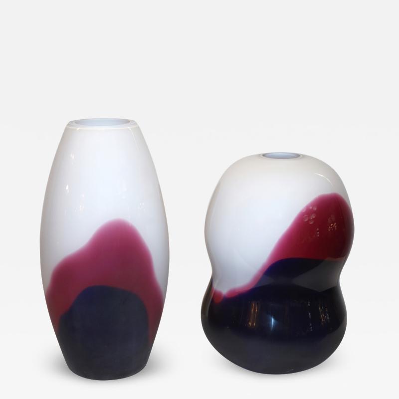 Formia Murano Formia 1980 Italian Vintage Purple Blue White Murano Glass Modern Design Vases