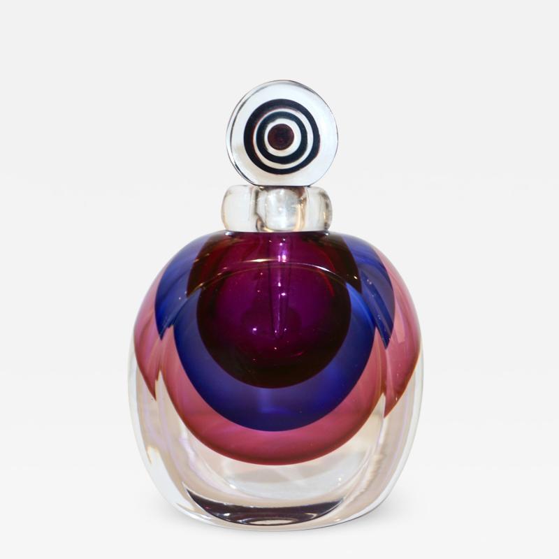 Formia Murano Formia 1990s Modern Italian Organic Purple Cobalt Blue Pink Murano Glass Bottle