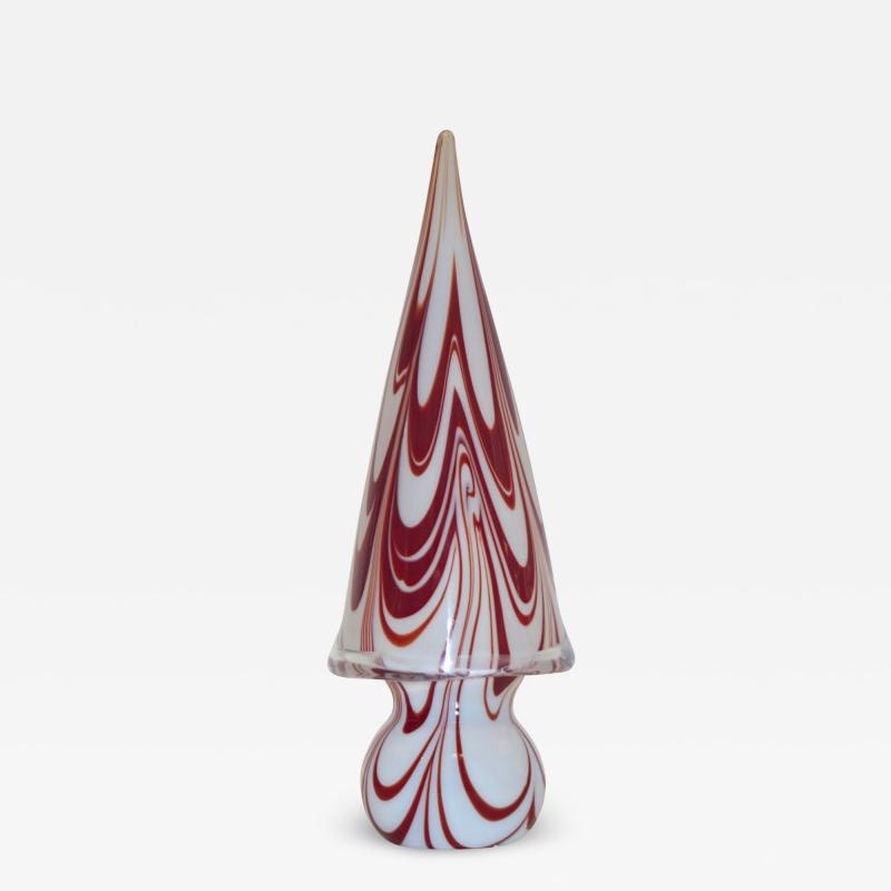 Formia Murano Formia Italian Vintage Murano Glass White and Red Christmas Tree 1980s