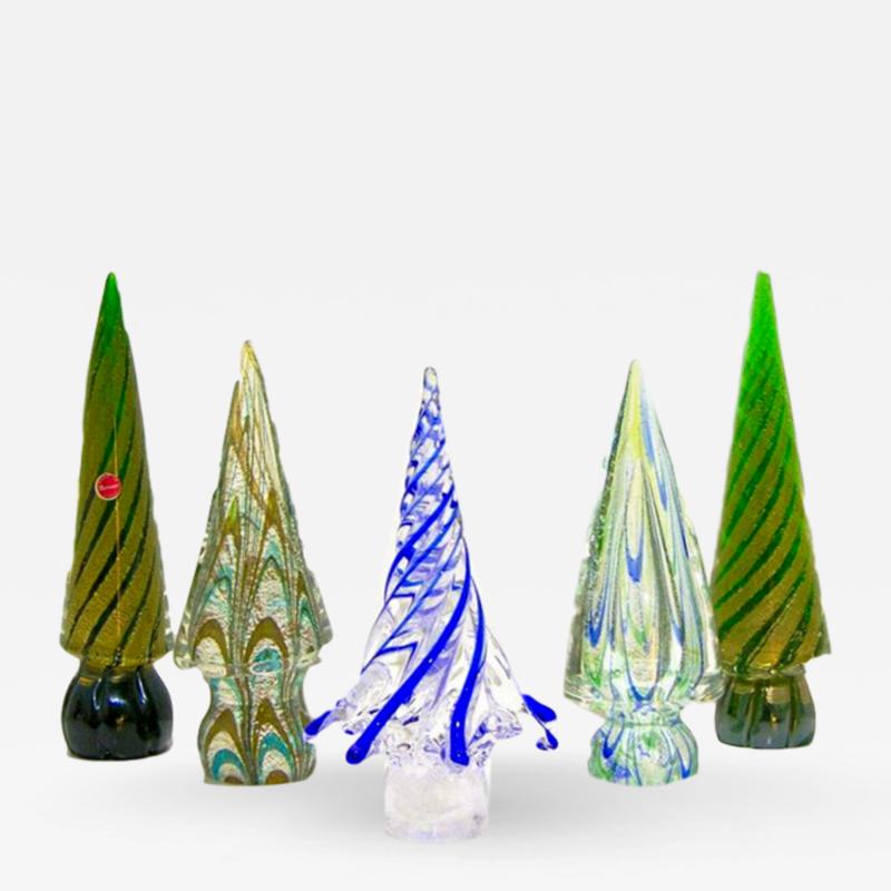 Formia Murano Vintage Italian Murano Glass Christmas Tree Sculptures by Formia