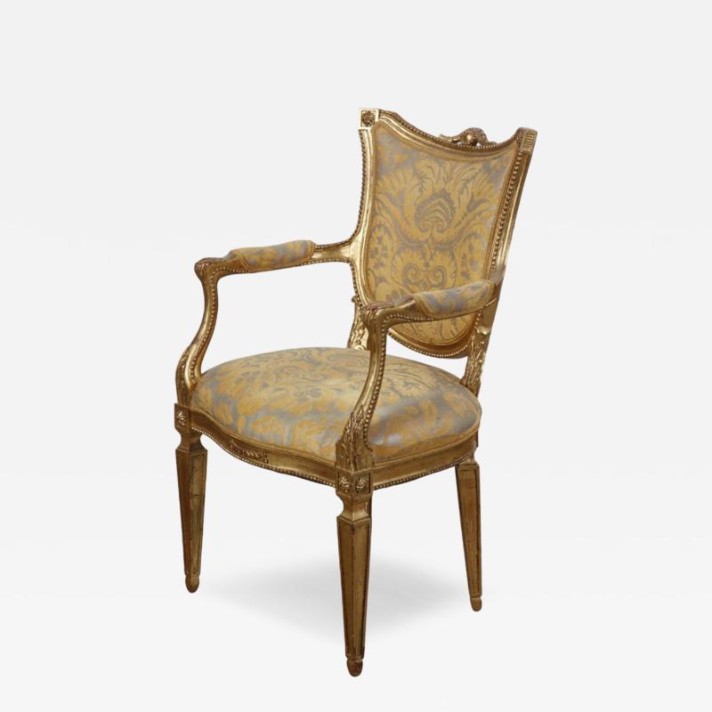 Fortuny Italian Neoclassical Style Giltwood Armchair