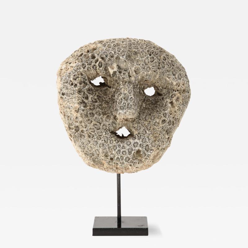 Fossilized Coral Animist Mask by the Atomi People of Timor