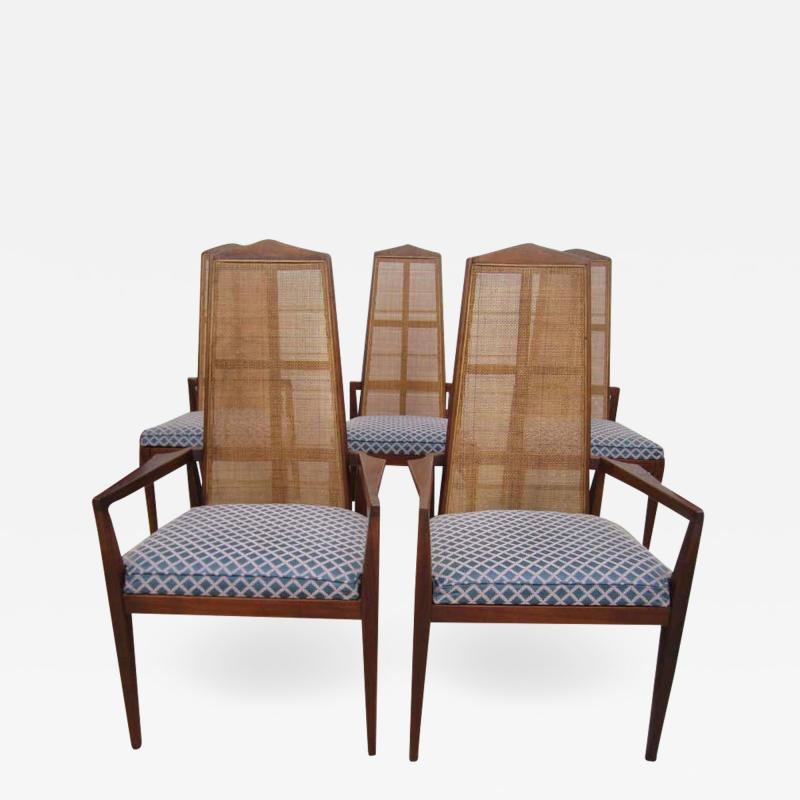 Foster McDavid 5 Walnut Foster and McDavid Cane Back Dining Chairs Mid Century Modern