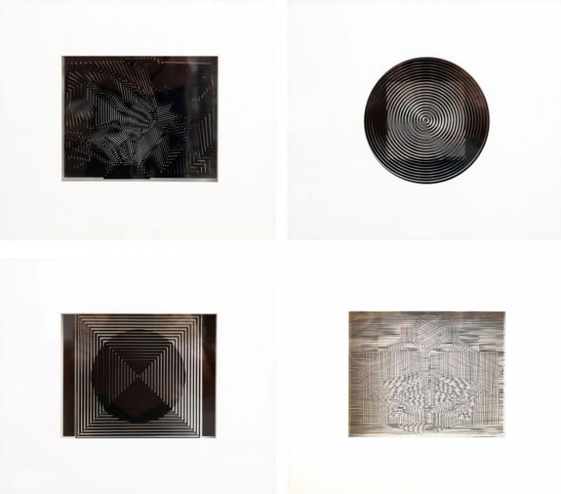 Four Framed Vasarely Prints CIN TIQUES