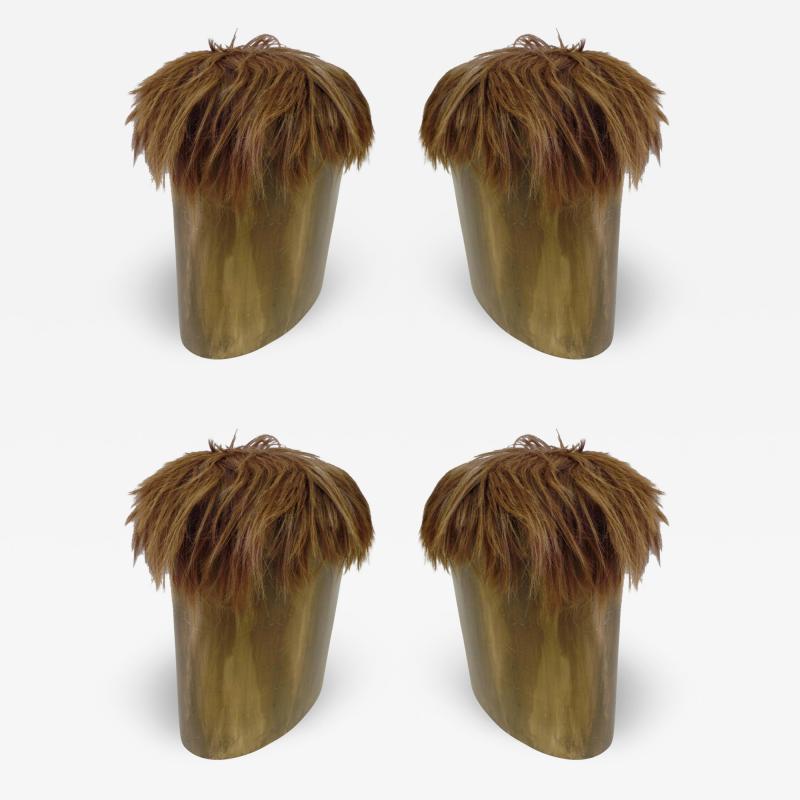 Four Gilt Horse Hair Stools Attr Vivienne Westwood Malcolm McLaren 1975
