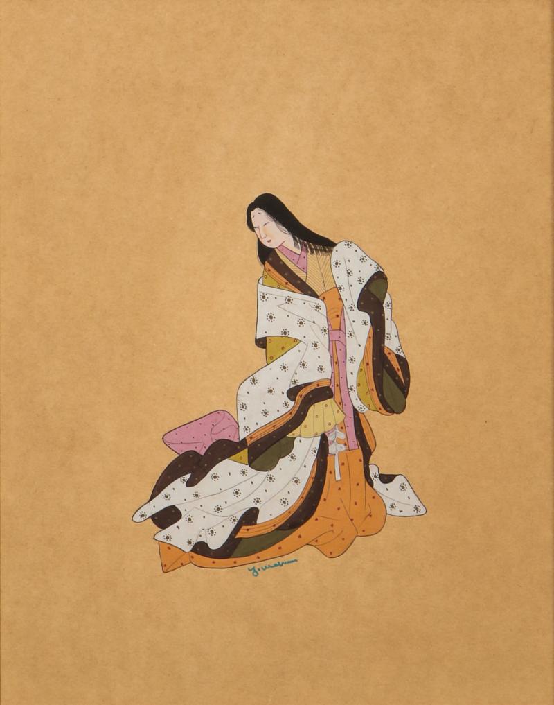 Four Japanese Themed Gouache Paintings