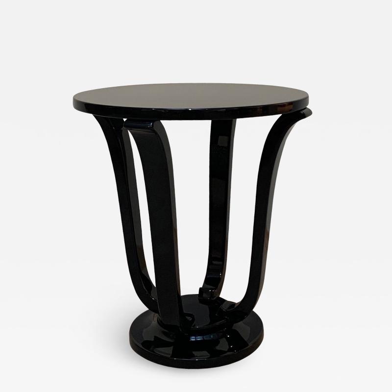 Four Legged Art Deco Style Gueridon Side Table Black Lacquer