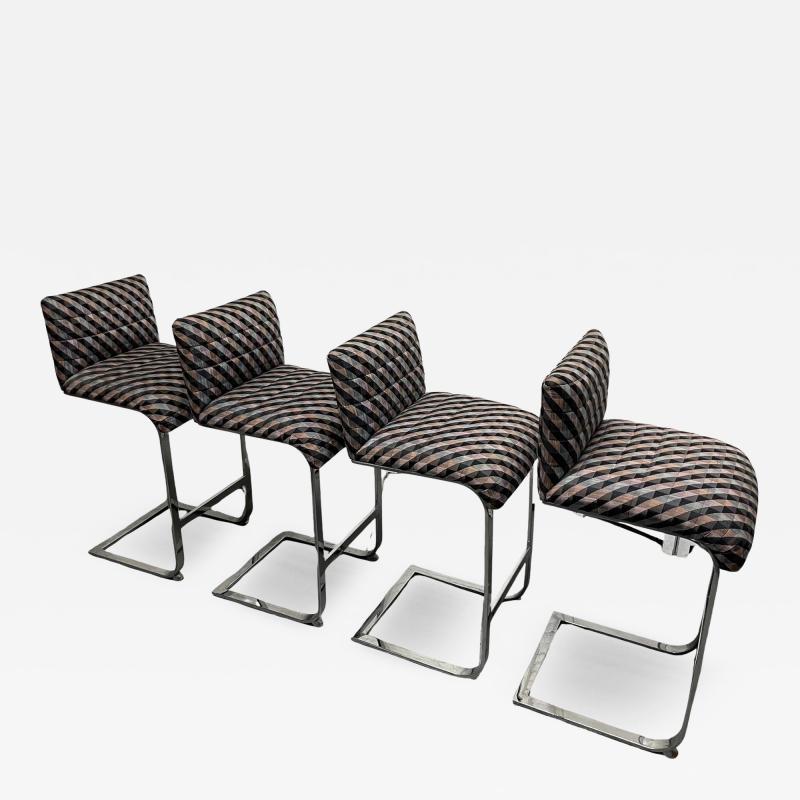 Four Mid Century Modern Chrome Barstools