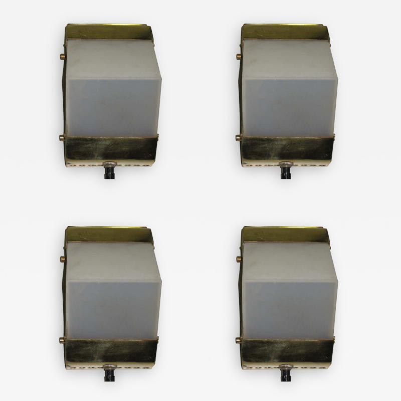 Four Swedish Mid Century Modern Marine Wall Sconces in Brass
