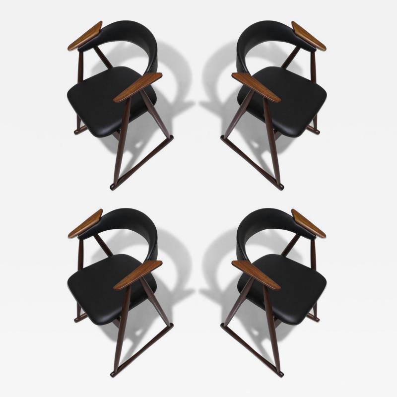 Four Unique Scandinavian Teak Dining Chairs