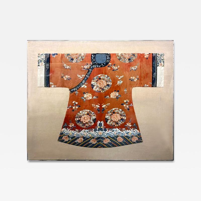 Frame Fine Embroidered Chinese Court Lady Casual Robe Qing Dynasty Provenance