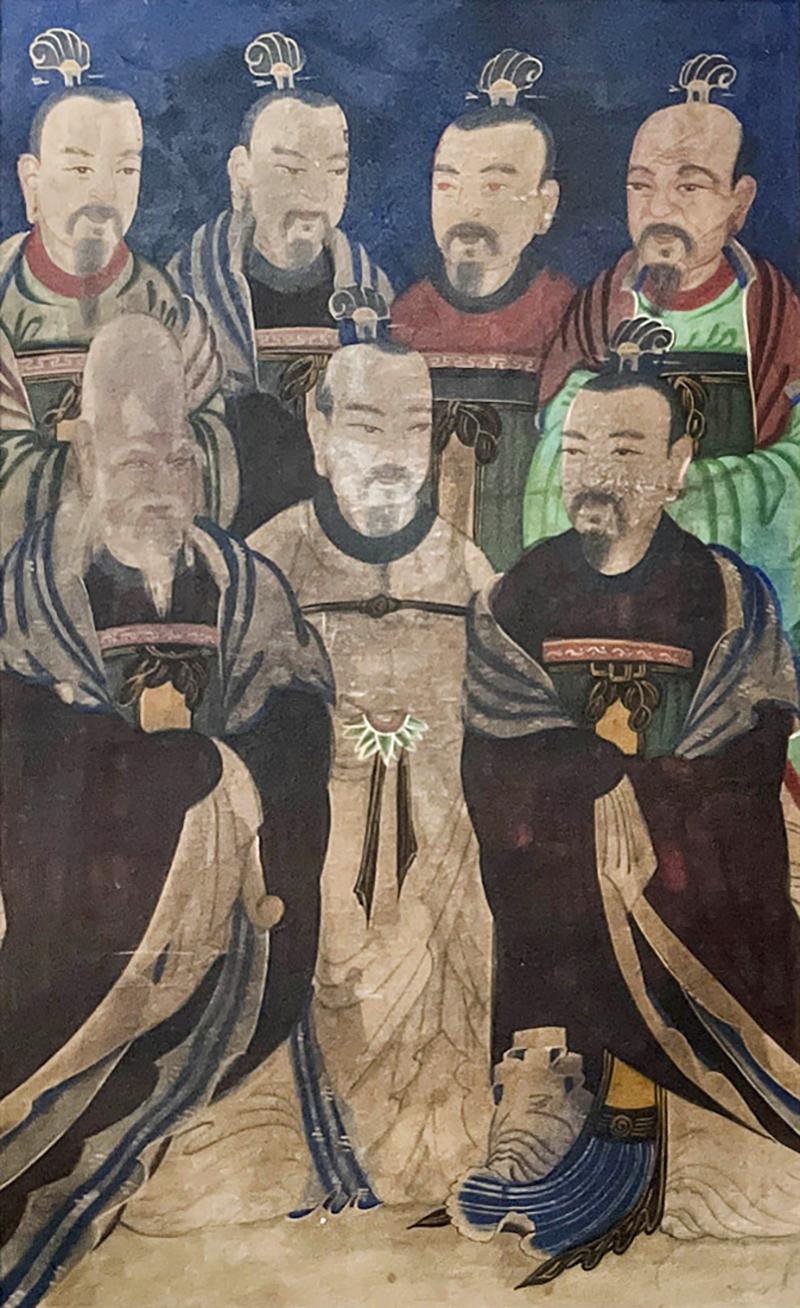 Framed Korean Folk Shamanistic Painting of Seven Stars