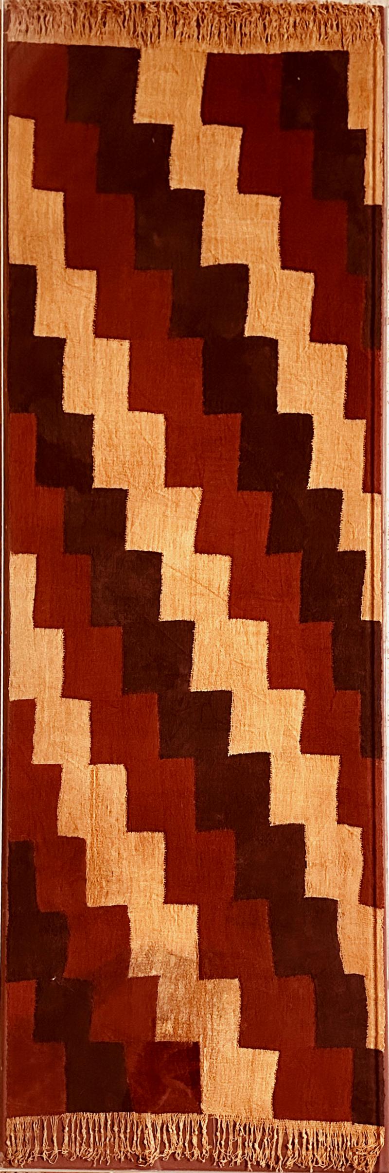 Framed Large Nazca Wari Textile Panel with Geometrical Design