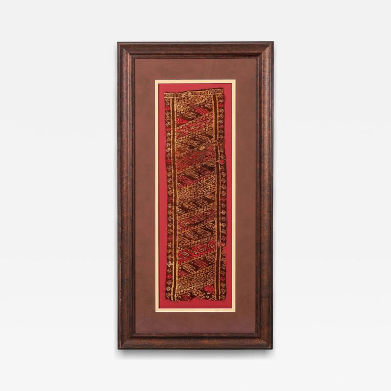 Framed Pre Columbian Woven Textile Fragment from Chimu Chancay Culture