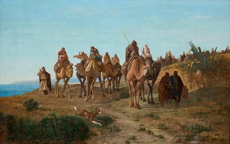 Fran ois Lauret Orientalist Oil Painting of an Algerian Caravan by Fran ois Lauret