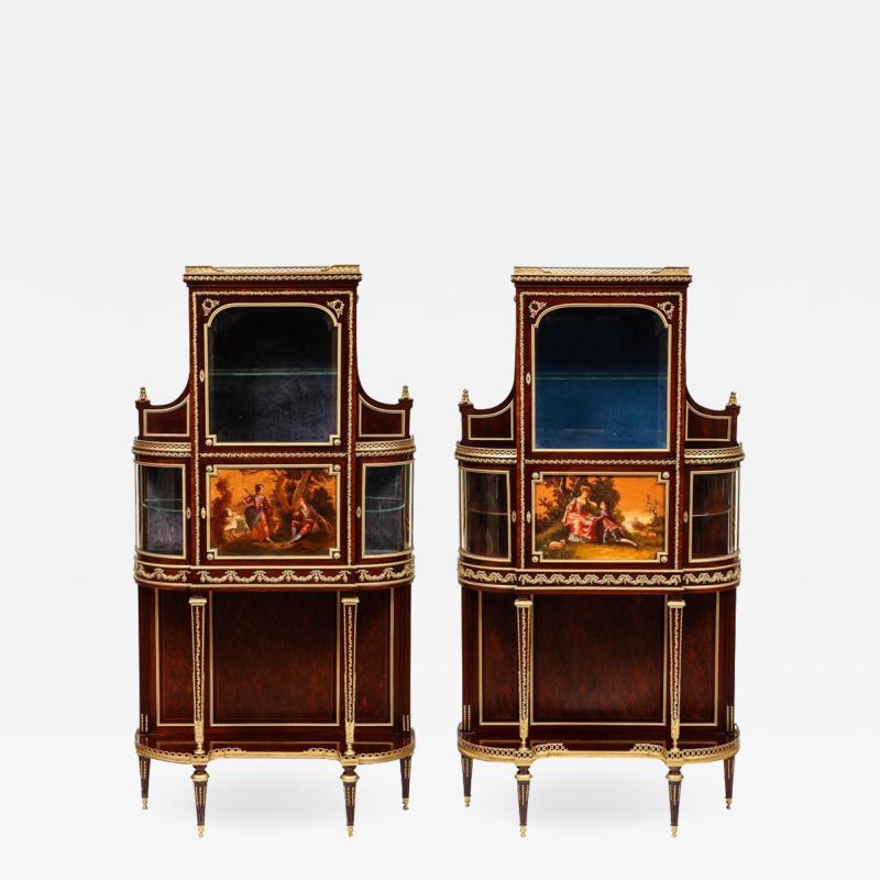 Fran ois Linke Francois Linke Rare Important Pair of French Ormolu Vernis Martin Vitrines